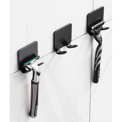 Support de rasoir en acier inoxydable pour salle de bain, crochet mural, support pour rasoir, sans perçage, 1 pc (1/5)