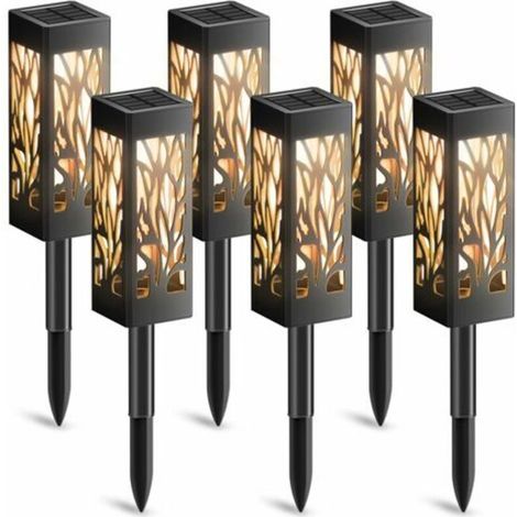 Jusch – Lanterne solaire extérieure pack de 6 – Lumière blanche chaude – IP65 étanche – Installation facile sans câbles – Décoration jardin