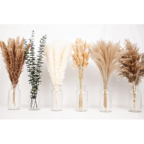 Ensemble de 110 pièces de décoration en Pampas bohème, Pampas naturellement séchées, Fleurs de Queue de Lapin séchées et Eucalyptus séché. Parfait pour Les Mariages, Les Decorations de fête (1/5)