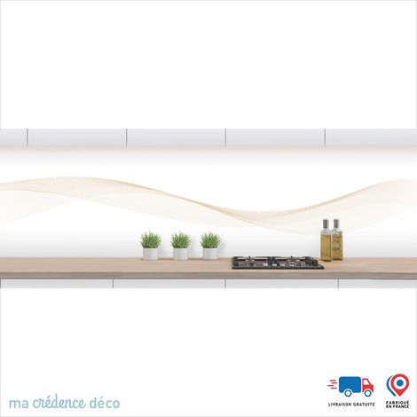 Crédence : Courbes 3 - Couleur Beige ivoire - Alu composite - 120 - 60 (1/3)