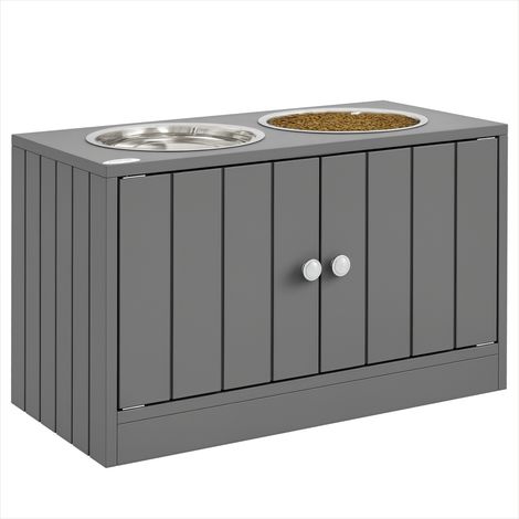 Gamelle pour chien Gamelle surélevée pour chien en bois gris (1/5)