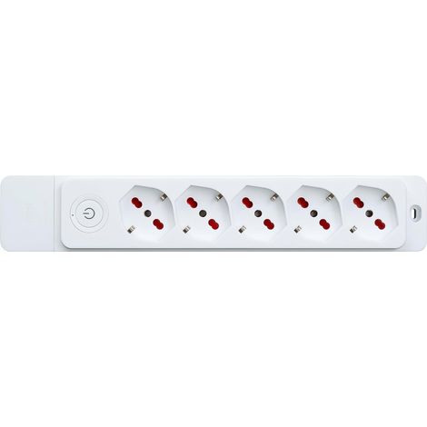Multipresa con 5 prese bipasso/schuko 10/16A, senza cavo, con interruttore, nero, serie Emilia Specialist - Rosi RS8512N (1/4)