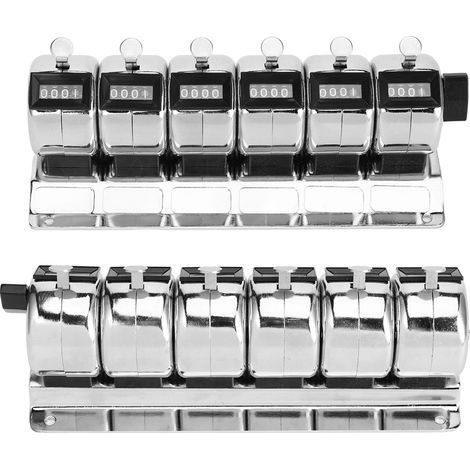 Mechanischer Metallzähler, 4-stelliger Handklicker, 6 Einheiten kombiniert, Edelstahl-Zähler (1/5)