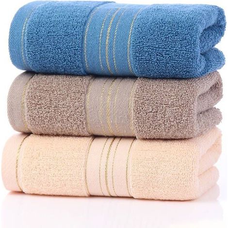 3 articles Serviette de Toilette- 100% Coton Corail - 33x73cm (1/5)