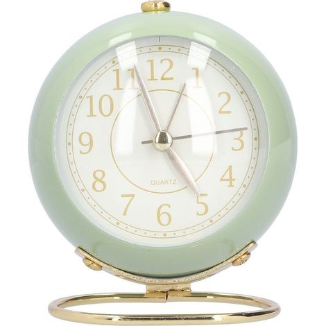 Réveil silencieux sans tic-tac, peinture métallique, économe en énergie, protection des yeux, fonctionne sur piles, petite horloge avec veilleuse, vert olive. (1/5)