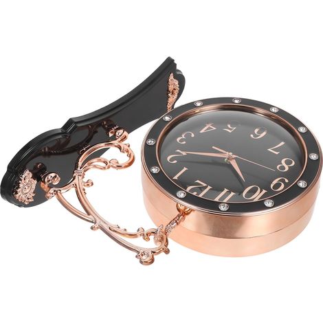 Horloge Murale Double Face Noire Silencieuse Design Européen Moderne Horloge à Suspendre pour Salon Bureau et Décoration Intérieure Mouvement Précis et Fonctionnement (1/5)