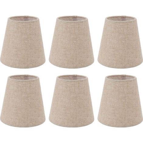 Set of 6 lampshades in linen for bulbs E14 Diameter 14cm Height 13cm easy installation on lamps and chandeliers (1/5)