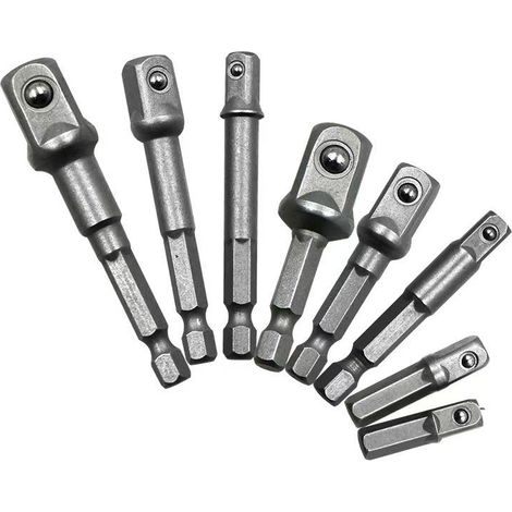 Adaptateur de tige hexagonale à tête carrée, barre de conversion pour la fixation des connexions de brassage électrique avec des embouts de douille de 1/4", 3/8" et 1/2". (1/4)