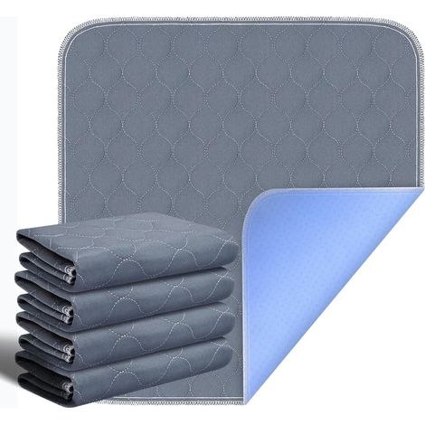 Alèse Lavable pour Incontinence - Protection Imperméable Réutilisable pour Canapé ou Lit - Coussin Étanche Contre Les Fuites Urinaires Haute Absorption Gris 54x56cm Lot de 4 (1/5)