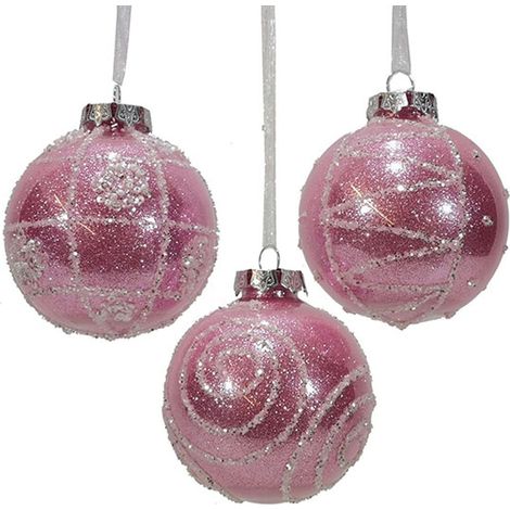 Palline rosa antico per Albero di Natale sfere Decorazioni natalizie addobbi 12pz particolari moderne allestimento casa 8cm (1/5)