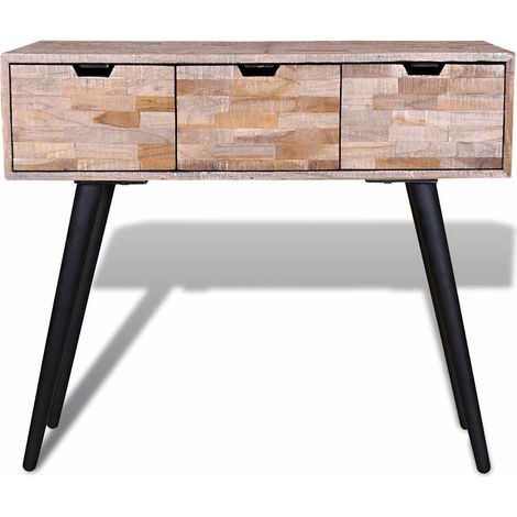 Maison Exclusive - Tavolo Consolle con 3 Cassetti in Legno di Recupero di Teak (1/5)