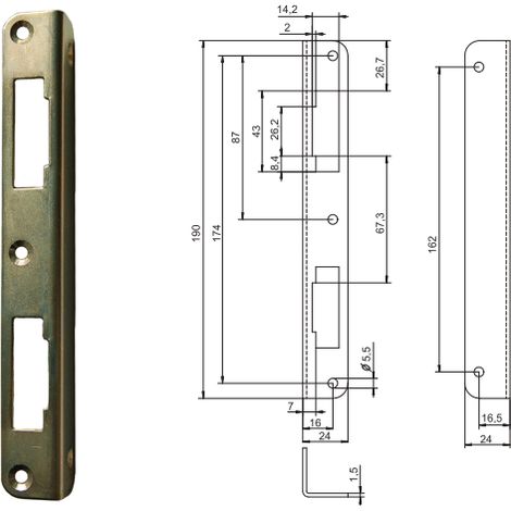 Gancio angolare zincato 90 mm - MP ZAC 90K