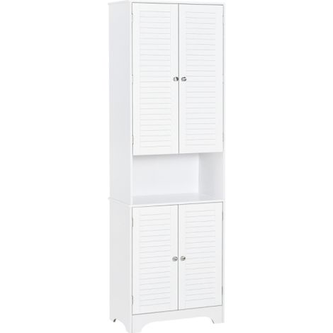 White MDF Freestanding 6-Tier Bathroom Storage Cabinet for Organized Home in the UK