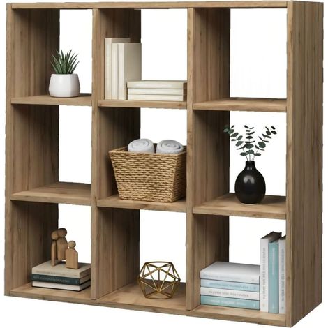 Dmora - Libreria Dmanzar, Mobile con ripiani, Biblioteca da ufficio, 100% Made in Italy, Rovere, cm 90x25h90
