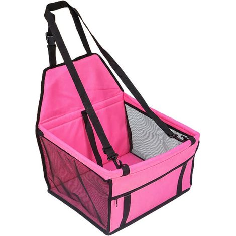 Siège auto pliable pour animaux de compagnie en tissu Oxford imperméable - rouge - sûr et robuste - avec 12 barres de support en PVC - panier respirant (1/5)