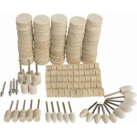 Ensemble de 129 tampons de polissage en laine feutrée pour le lustrage et le polissage des surfaces métalliques.-4.5X2.5cm (1/3)