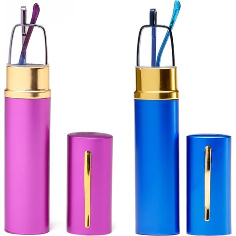 Lunettes de lecture - Lot de 2 - Métal et plastique - Filtre lumière bleue - Usage bureau et voyage - Avec étui clip (1/5)
