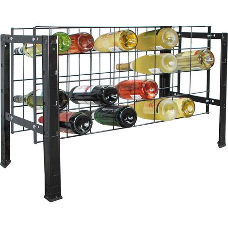 SCHULTE Regalwelt Casier à vin, 32 bouteilles, 43x80x35 cm (HxLxP), noir, rayonnage pour boissons, casier à bouteilles de vin, casier à bouteilles