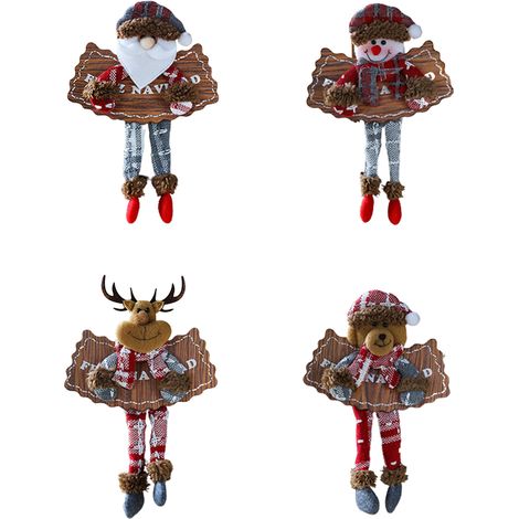 (4-teilig) Kreativer Weihnachtsbaumschmuck, Figuren von altem Mann und Rentieren, Dekorationen zum Aufhängen an Türen und Fenstern, freistehende Dekorationen (1/2)
