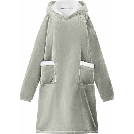 vidaXL Sweat à capuche couverture Gris M Polaire et flanelle (1/5)