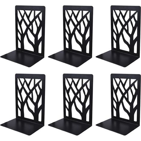 3 Paires Serre-Livres Métal Noir pour Étagères Bureau École Maison Librairie (1/4)