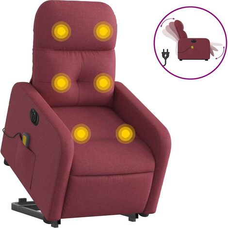 Maison Exclusive - Poltrona Alzapersona Massaggiante Elettrica Rosso Vino Tessuto
