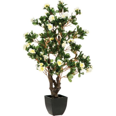 Plante verte artificielle Azalée en pot H 78 cm – Polyester et fer – Décoration intérieure sans entretien – Design élégant (1/5)