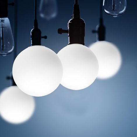 Lot de 4 abat-jour globe en verre avec couvercle pour lampe moléculaire G9 – Blanc, 10 x 10 cm, pour lustre et bureau (1/5)
