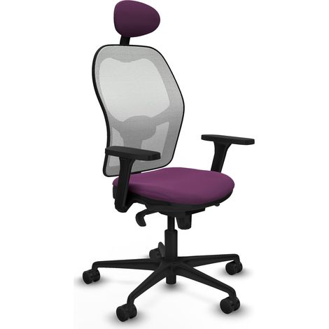 Jorquera sincro malla blanca similpiel morado brazos 3D base nailon cabecero fijo ruedas 65mm nailon (1/5)