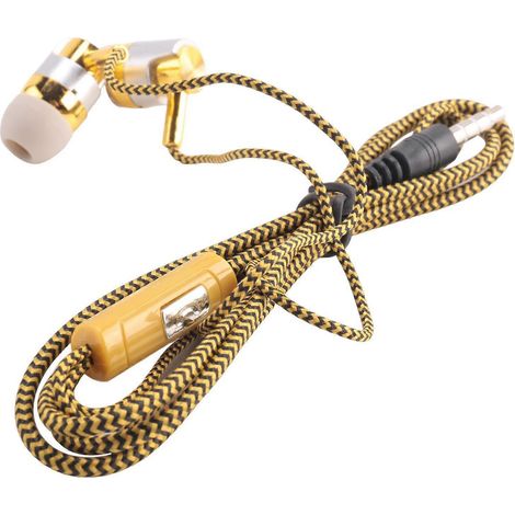Câble tressé 5 brins H-169 3,5 mm pour caisson de basses MP3/MP4, câble universel pour casque audio, avec commande pour écouteurs (or). (1/4)