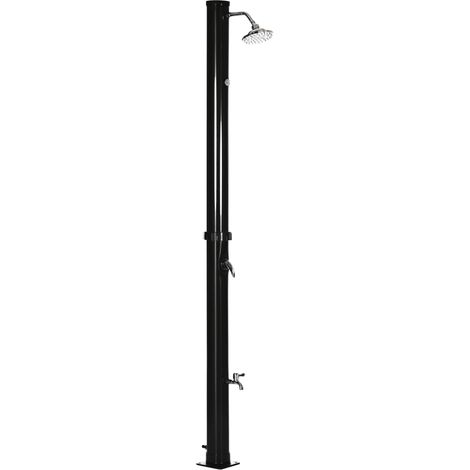 Douche solaire 20 L avec robinet inférieur et température réglable, alliage de zinc, 15,5 x 15,5 x 222 cm, noire