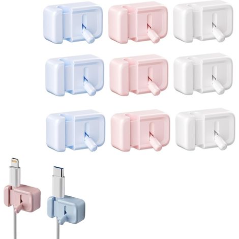 Set di 9 clip autoadesive da scrivania per la gestione dei cavi - Organizzatore di cavi - Accessori per ufficio (multicolore, 9 pezzi) (1/2)