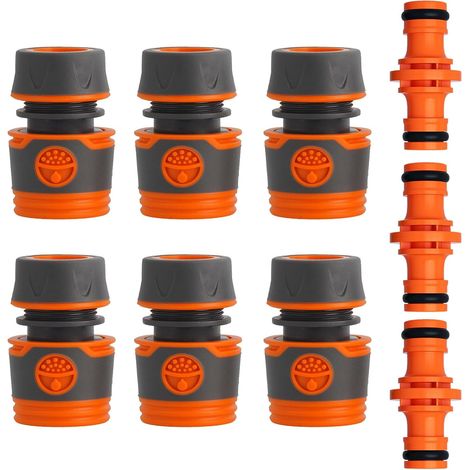 9 Pièces Kit de Raccordement de Tuyau de Jardin,Raccords de Tuyau D'arrosage,Jeu de Connecteur de Tuyau 13 mm 1/2 Pouces,Extension Rapide du Tuyau,Raccords d'arrosage Rapides Ensemble pour Tuyau (1/5)