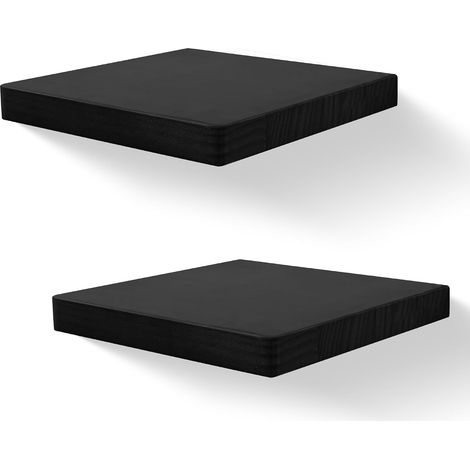 20,3 X 20,3 cm Étagères Flottantes Carrées en Bois, Mini Étagère Murale au Style Compact pour Petits Objets, Décoration Murale Suspendue, Set de 2 (Noir)