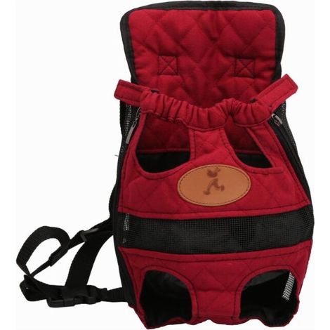 Pet Backpack Outing Bag Sac de transport Sac à dos pour chien Sac à dos poitrine, rouge L (1/5)