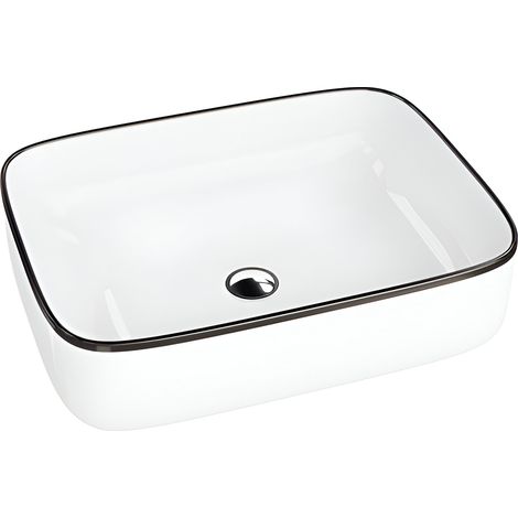 Vasque à poser LAVITA Vasque à poser élégante et compacteProduit en porcelaine de haute qualité rectangulaire 50,5x40x14 cm Blanc/Noir