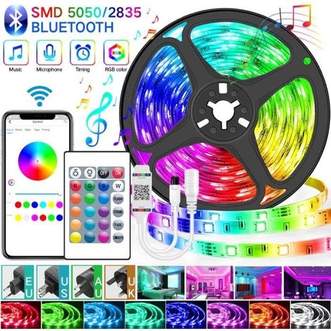Ruban LED 10M Bluetooth,Bande 5050 RGB,Synchroniser avec Rythme de Musique/Fonction de Minuterie pour Noël et Fête (1/4)