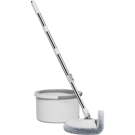 Eliminación eficaz de manchas. No requiere lavado a mano. Para uso doméstico: fregona plana giratoria con cubo y cabezal de algodón. (1/5)