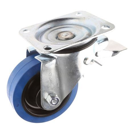Roulette industrielle Pivotant avec frein Guitel Hervieu, Acier galvanisé, Ø 125mm, 300kg ( Prix pour 1 )