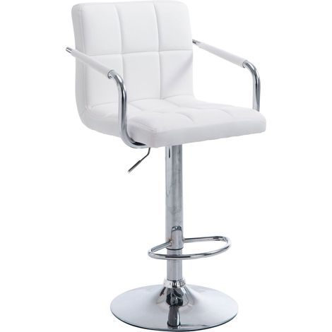 Sgabello da bar poggiapiedi in materiale sintetico bianco gambe a tromba in metallo cromato TDB10521
