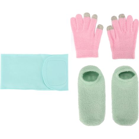 Gants et Chaussettes Hydratants Spa avec Gants Tactiles - Masque pour le Cou et Gommage Réutilisable (1/5)