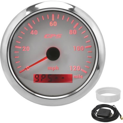 85mm/3.35″ 120MPH GPS Speedometer Odometer IP67 for Stepper Instruments (White) (1/5)