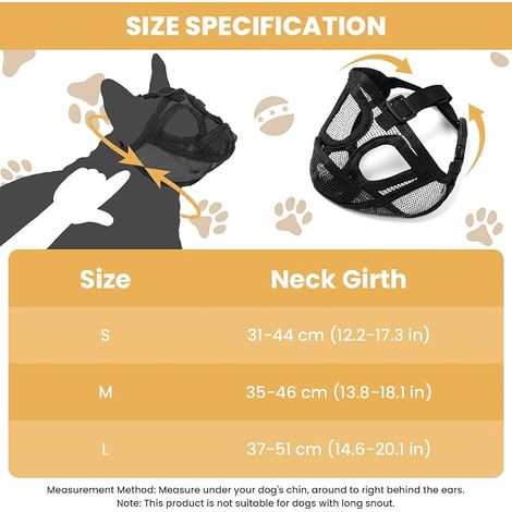 Dog Muzzle with Short Mesh, Adjustable Breathable French Bulldog Muzzle Mask Flat Anti Bite Chew Barking for Shih Tzu and Pug, M (1/4)