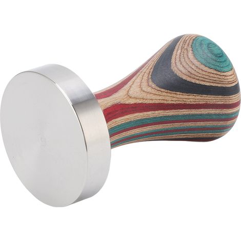 Tasseur à Café Plat en Bois Coloré avec Base Acier Inoxydable 51mm pour Accessoires Café (1/5)
