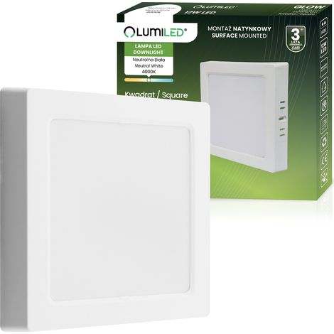 Lampada da soffitto a LED da superficie 12W quadrata 4000K GLOW White LUMILED (1/5)