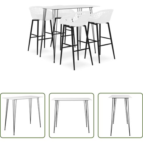 Barhocker - 5-tlg. Bar-Set Weiß (1/5)