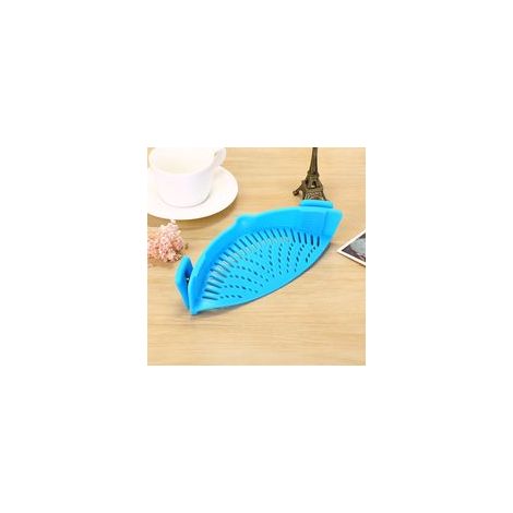 Scolapasta in silicone con pinze e beccuccio per versare verdure, spaghetti e pasta senza usare le mani - Blue-Crezuo