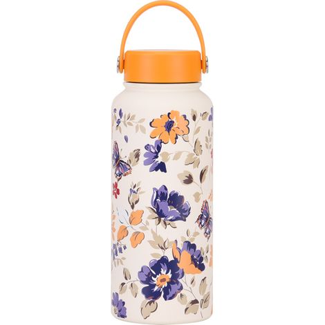 Gourde Sport pour Femme 2025 1L Grande Capacité Isotherme Portable Poignée Impression Large Ouverture (1/5)