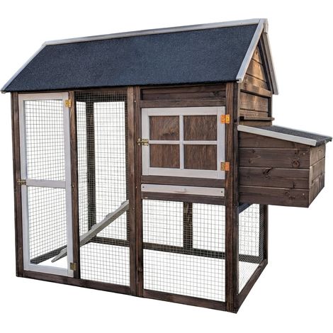 Hühnerhaus Cleo mit 148 x 189 cm Gehege & Legebox braun/anthrazit (1/3)