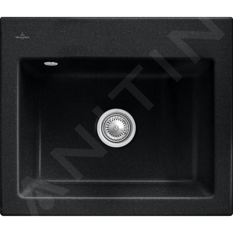 Evier VILLEROY ET BOCH Subway 60 S 60 x 51cm sans egouttoir Chromite CeramicPlus avec vidage manuel (1/4)